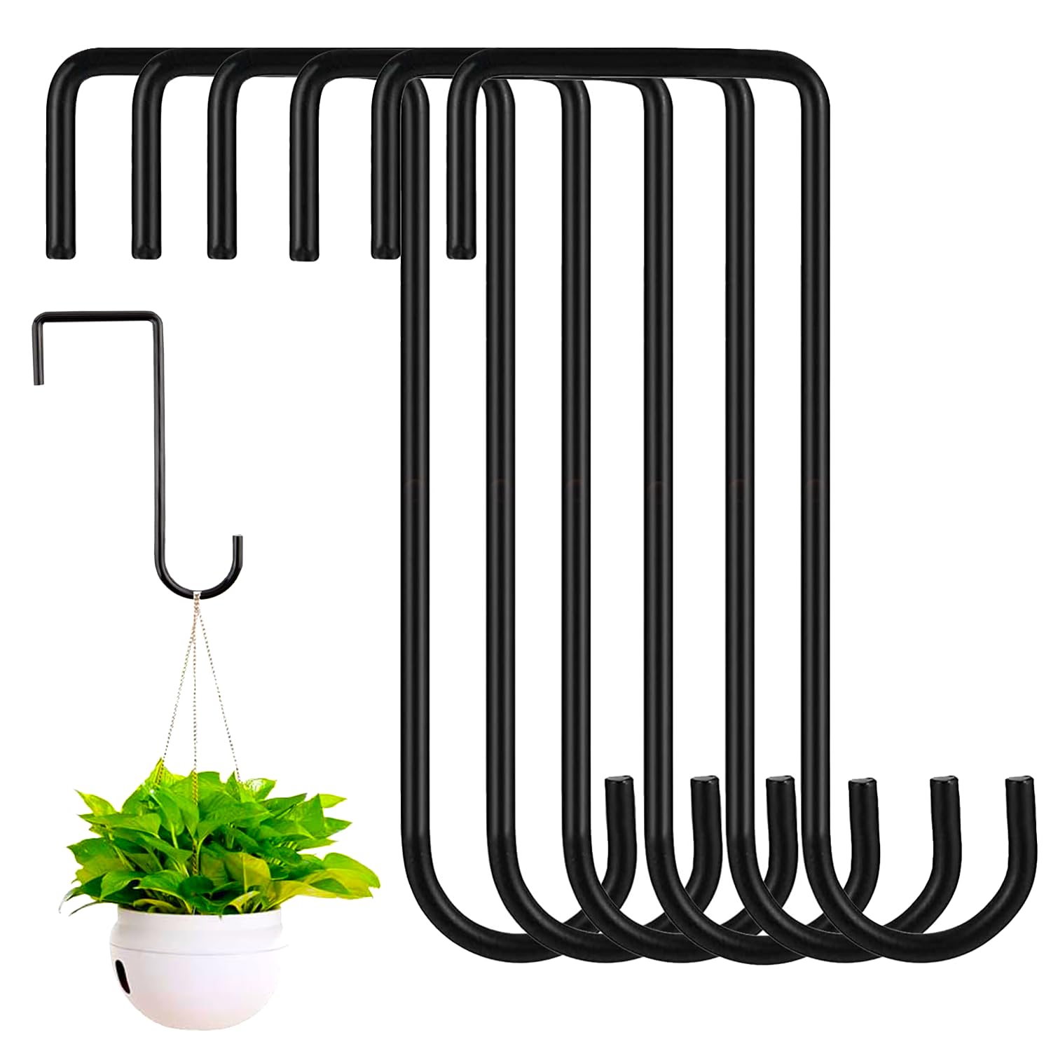 MAIREULB 6pcs Iron Garden Fence Hooks - Heavy Duty Hanging Brackets for Bird Feeders & Plants