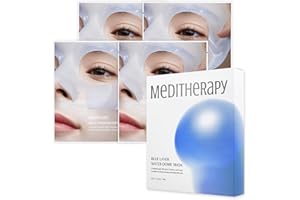 MEDITHERAPY Bluelayer Water Dome Mask - Korean Overnight Collagen Face Mask for Glass Skin, Moisturizing and Firming with Hyaluronic Acid & Blue Agave - Pore Minimizing with Hydrogel Masks for Radiant Glow - 4EA