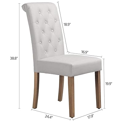 Buy Yaheetech Solid Wood Dining Chairs Button Tufted Parsons Diner Chair Upholstered Fabric Dining Room Chairs Kitchen Chairs Set Of 6 Beige Online In Germany B086x1bk5g