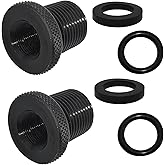 2 Pcs Knurled 1/2 x 28 to 3/4 x 16 Thread Adapters with Washers | Black, Metal, Rubber, Automotive Threaded Oil Filter Adapters, Cylindrical Design, Vehicle Repair Converters