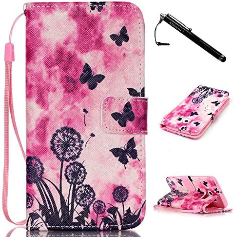 Samsung Galaxy S6 Edge Case,Galaxy S6 Edge Case,Dandelion Butterfly Leather Flip Wallet Protective Soft Skin Case for Samsung Galaxy S6 Edge Built-in Credit Card/ID Card Slot GB16098