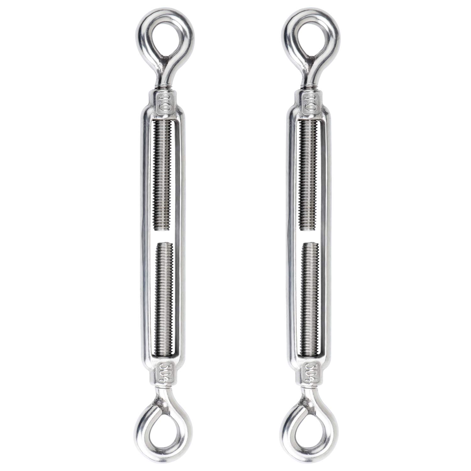 WiMas M10 Turnbuckle, 304 Stainless Steel Eye and Eye Wire Rope Tension, Cable Rope Tensioner, Pack of 2