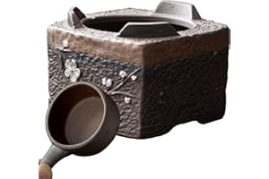 Fenyya Teapot Warmer Matte Classic Retro Ceramic Universal Tea Warmer Stand Set with Candle Holder Japanese Style for Warming Tea, Coffee and Milk etc.