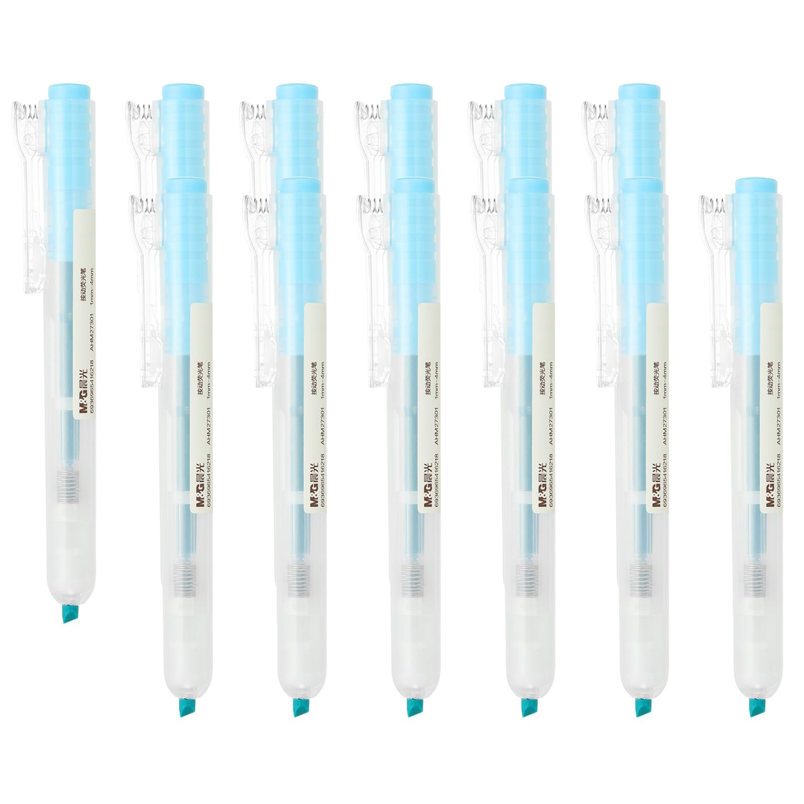 M&G Blue Highlighter, 12 Pack Retractable Highlighters Click High Lighters Highlighters No Bleeds Highliters Pens Neon Highlighters Clear View Bright Marker for Books