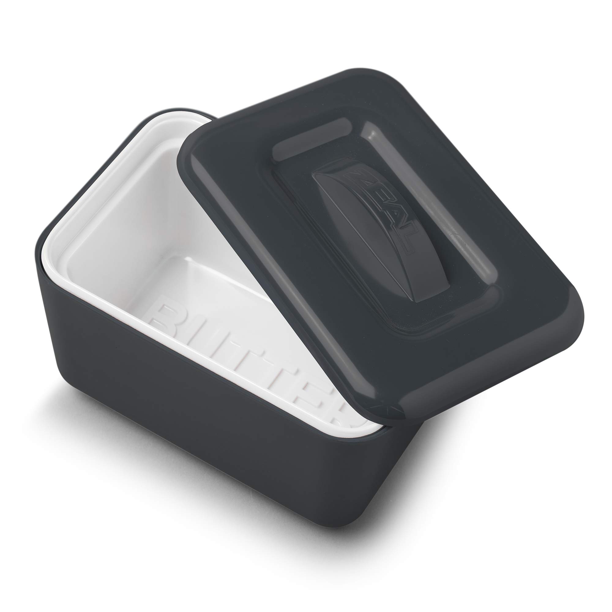 Zeal Insulated Butter Dish, Large 500 grams Capacity Double Walled Butter Tub/Container with Lid, Melamine - Dark Grey