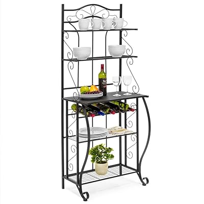 ROVSUN 5-Tier Kitchen Baker's Rack Microwave Stand with Wine Storage