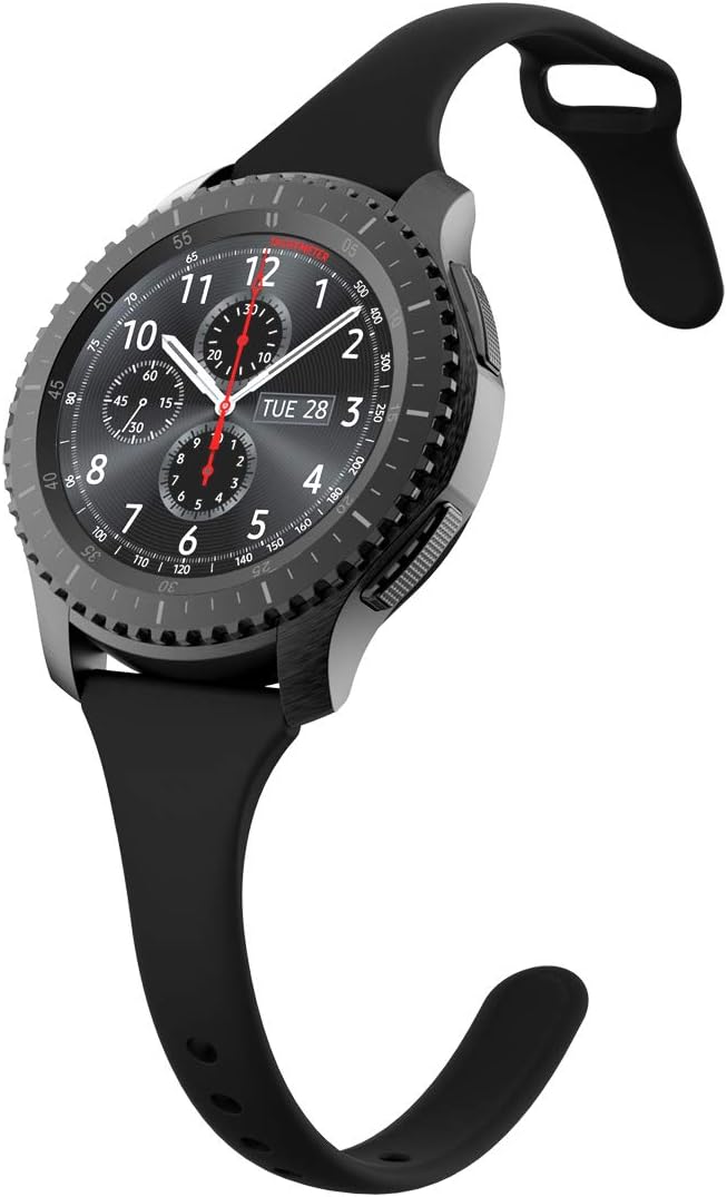 Gear S3 Bands for Women, Girls Soft Silicone Bands Narrow Rubber Strap Quick Release Sport Wristband for Samsung Gear S3 Frontier, Gear S3 Classic, Galaxy Watch 46mm, Galaxy Watch 3 45mm, Black