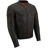 Milwaukee Leather Men's Black Cowhide Quilted Pattern Scooter Style Racing Jacket MLM1545