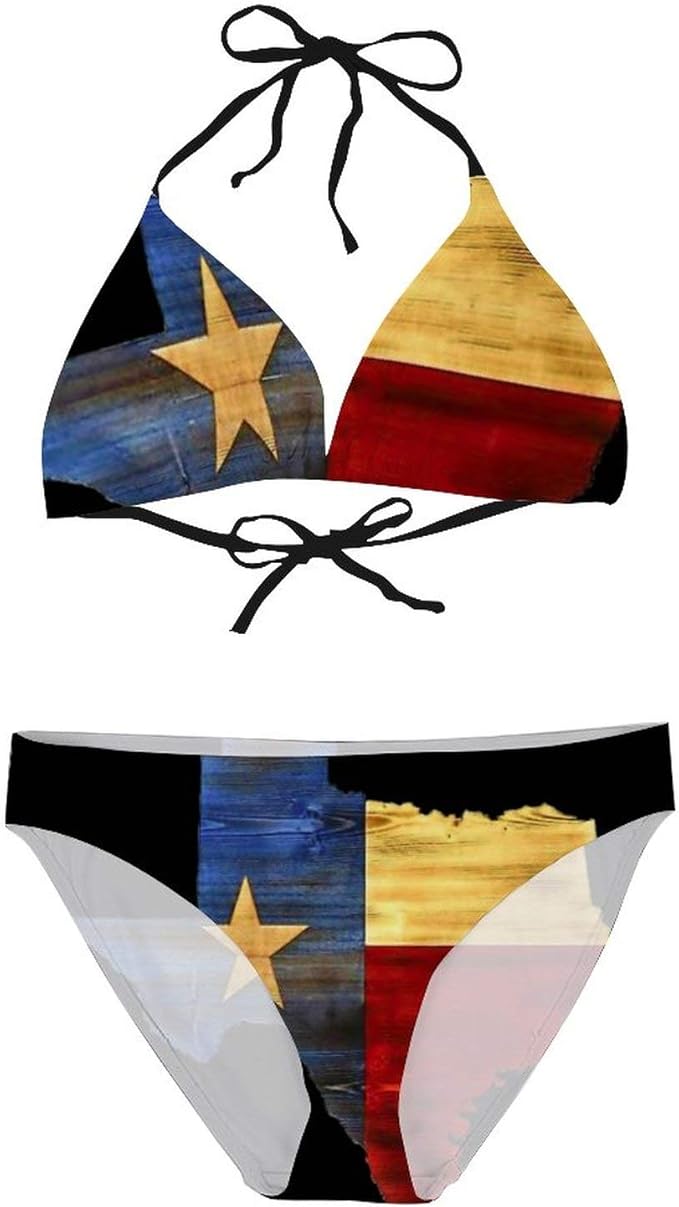 BNUJSAGIF Texas Flag Map Women's Sexy Swimsuit Two Pieces