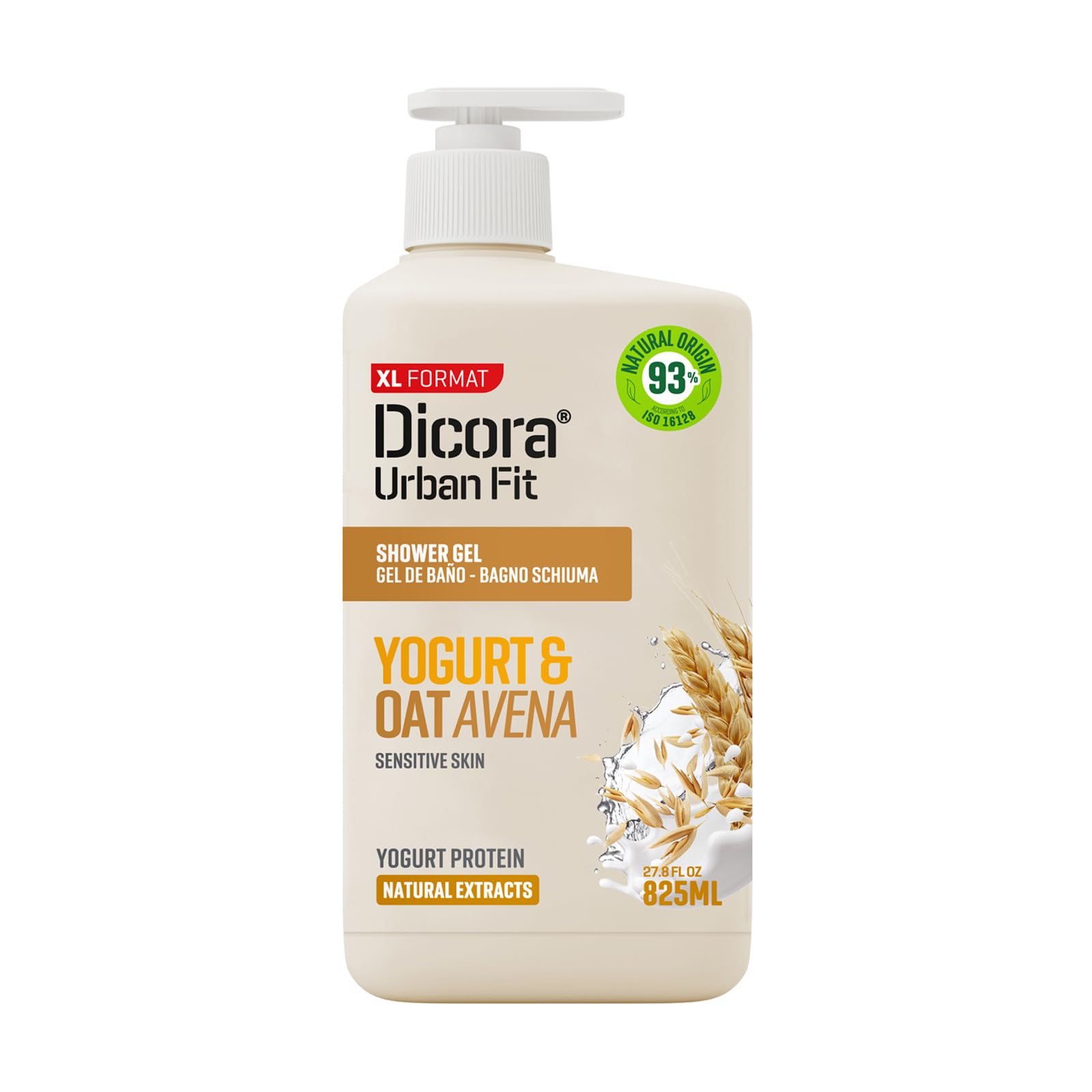 Dicora Urban Fit | Cremiges Duschgel Proteins Joghurt & Haferflocken | Sanftes Feuchtigkeitsspendendes Duschgel für empfindliche Haut | Größe 825 ml