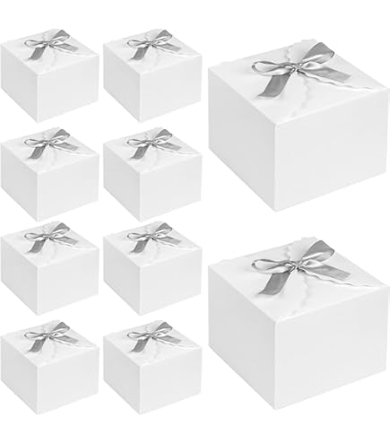 Nramwell 50PCS Kraft Paper Candy Boxes, DIY Square Candy Boxes With Ribbon, Creative Paper Treat