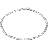 KISPER Solid 925 Sterling Silver Chain Bracelets for Women, Waterproof Tarnish Resistant, Curb/Rope/Figaro/Mariner Link Bracelet, 6.5, 7, 8, 9 Inch