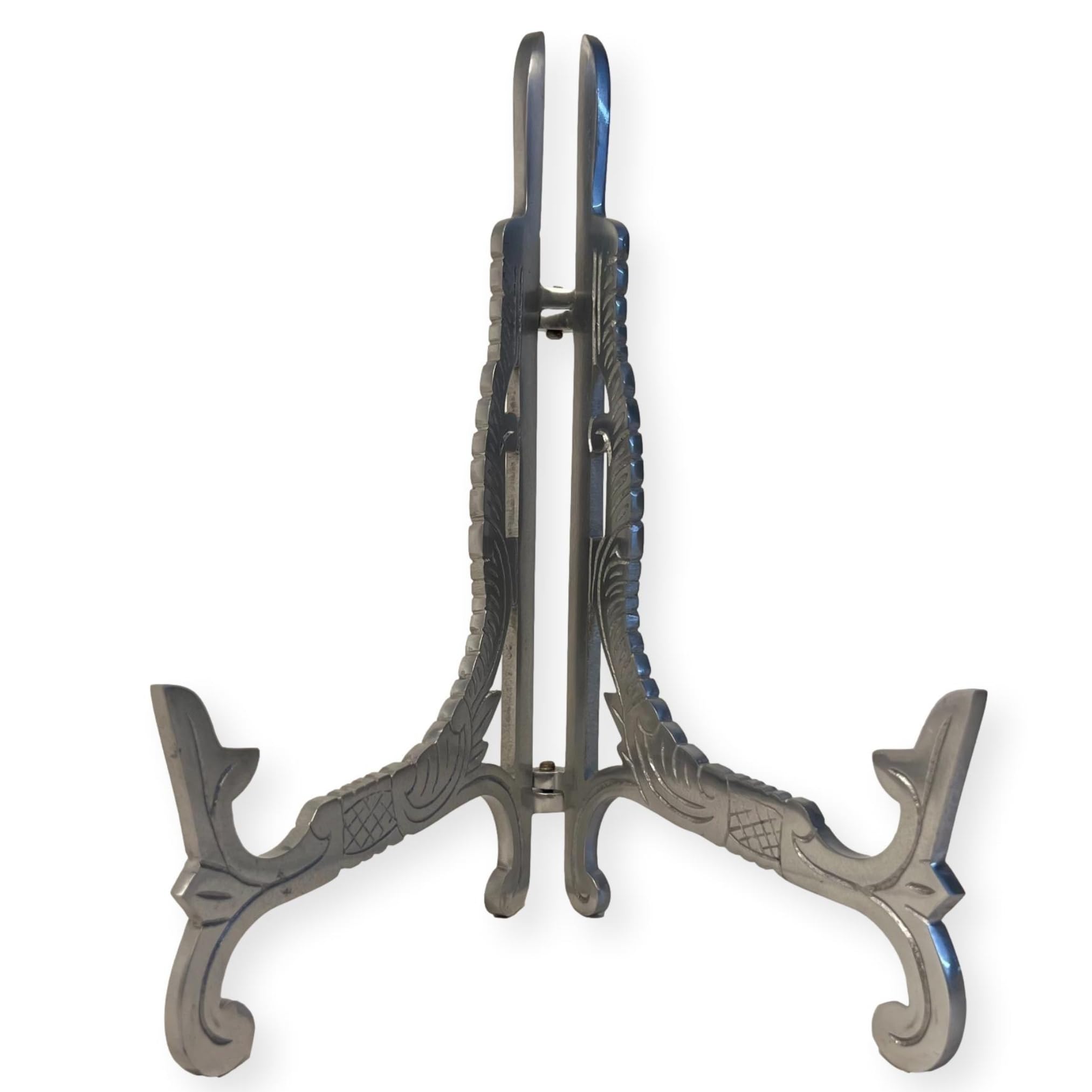 Thorness Large 10 inch Metal Easel Silver Finish | Plate holder | Display stand | Metal Frame Holders for Photo Pictures Decorative Plate Dish | 25cm (H) x 15cm (Deep) | Picture Easel |Wedding tables