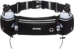 PYFK Running Belt with Water Bottles, Hydration Belt for Men and Women, Water Bottle Holder Running Pouch Water Belt, Fanny Pack Fits 7 inches Phones, Waist pack for Runner Jogging