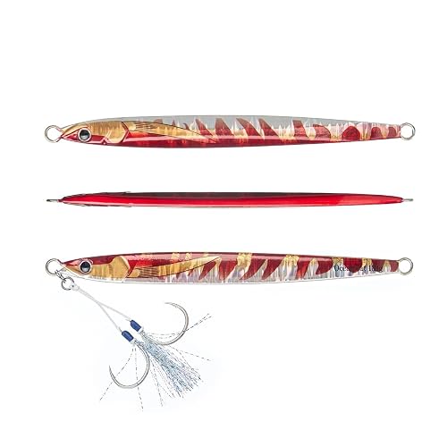 OCEAN CAT Slow Pitch Jig Fishing Lure - 100g/120g/180g Lead Metal Flat Fall Jig For Saltwater Fish