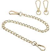 uxcell 15.7" Flat Purse Chain Strap, Gold Shoulder Straps Chains Metal Handbag Replacement Belt with 2 Pcs Metal Lobster Swivel Trigger Clips Style2 for Cross Body Wallet Bag