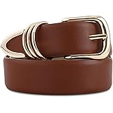 RISANTRY Women's Leather Belts with Gold Buckle Fashion Leather Waist Belt Elegant Ladies Belts for Jeans Gifts for Women