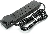 Status 4 Socket Extension Lead 2m Black 13A Power Strip S4W2MBL1PK4
