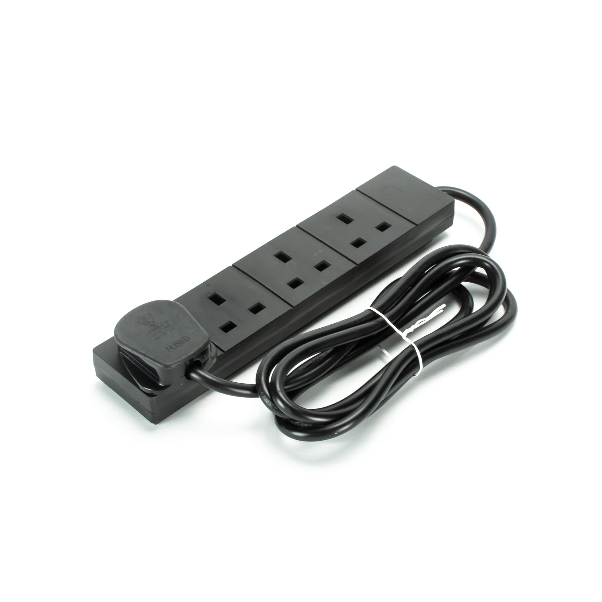 STATUS 4 Socket Extension Lead, 2m Black 13A Power Strip for Home or Office Use (S4W2MBL1PK4)