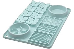 Evenco Slow Feeder Bowl, Silicone Lick Mat with Suction Cups for Dog Cat, Snuffle Mat for Pet Smell Training, Puzzle Toys for Bored Puppy,Interactive Sniff Mat for Slow Eating & Keep Busy, Mint Green