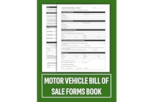 Motor Vehicle Bill of Sale Forms Book, Bill of Sale Form for Buying or Selling a Car, Truck, or Motorcycle | Vehicle Sales Agreement Forms | 60 Forms.