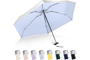 LEAGERA Mini Umbrella For Purse - UPF 50+ UV Blocker Sun Protection Umbrella, Small Micro Travel Parasol Design for Women, Blue