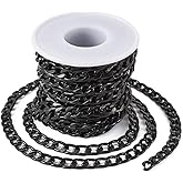 Pandahall 16.4 Feet Aluminum Curb Chains Twisted Links 12x7x2mm Gunmetal Cross Link Chains for Bracelet Necklace Jewelry Making (Black)