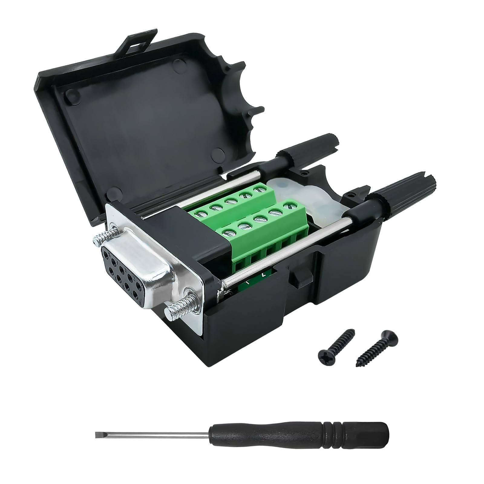 iYueMps DB9 Terminal Adapter DB9 Breakout Board Solderless Female Connector,DB9pin Adapter D-Sub Connector Terminal Board Plastic Cover