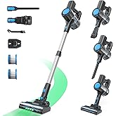 Hysinixs Cordless Vacuum Cleaner, Powerful Lightweight Stick Vacuum with Self-Standing, Anti-Tangle, 8-in-1 Rechargeable Vacuum Cleaners for Home, Hardwood Floors, Carpet, Pet Hair