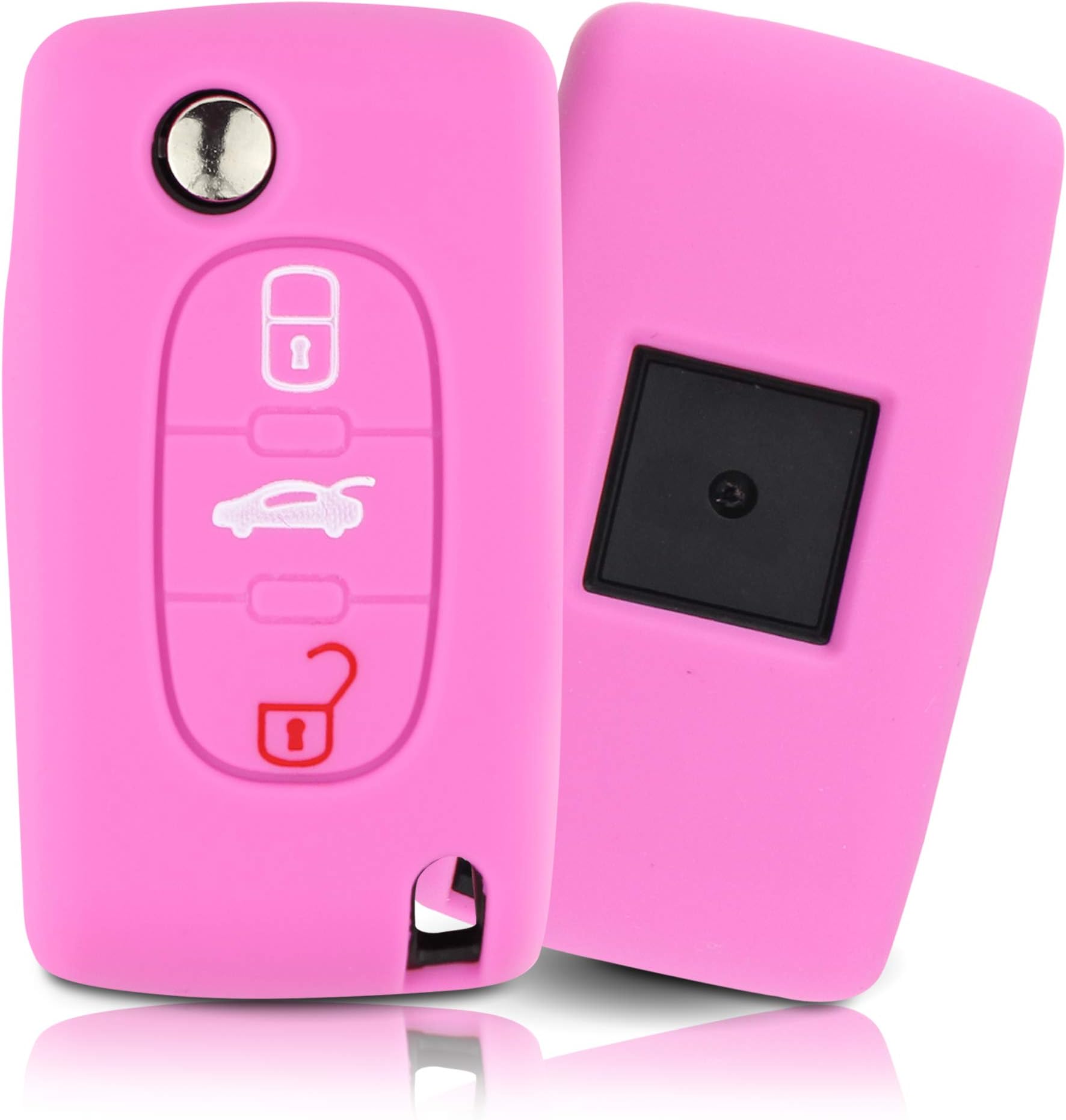 ASARAH Key cover compatible wih Peugeot and made of PREMIUM silicone, protective cover for car key, cover for key type 3BKB - Pink