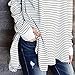 Clearance! ZOMUSA Women Black and White Stripes Loose Pullover Long Sleeve Stripe Shirt Tops Blouse (XL, White)