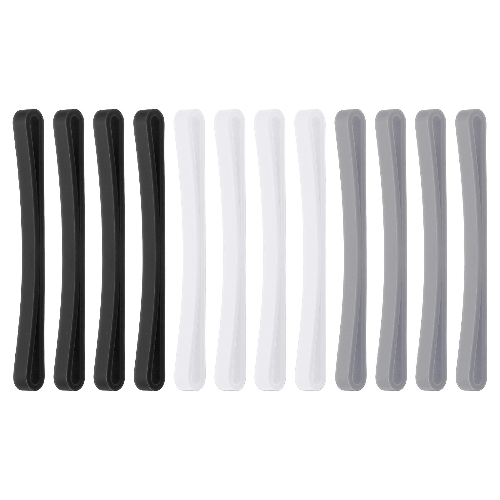 PATIKIL 3" Rubber Bands, 12 Pcs Durable Elastic Stretchy Bands for Books, Notebooks, Art, Traps, Exercise, Cooking, Black/White/Gray