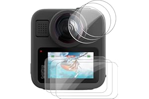 Oshmirian for GoPro MAX 2 Screen Protector – 3 Pack Tempered Glass Film for Display & 3 Pack TPU Lens Protector,9H Hardness,A