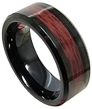 Red Wood Inlaid Flat Beveled Black Steel Color