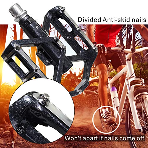 IZTOSS Mountain Bike Pedals Platform Bicycle Flat Alloy Pedals 9/16" -Black