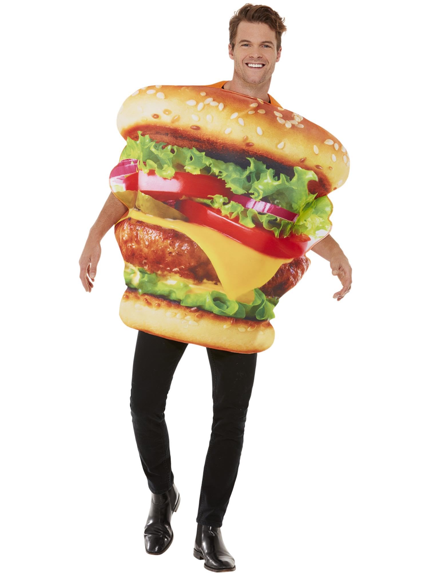 Smiffys Burger Costume, Multi All In One, Funny Fancy Dress, Food/Drink Dress Up Costumes