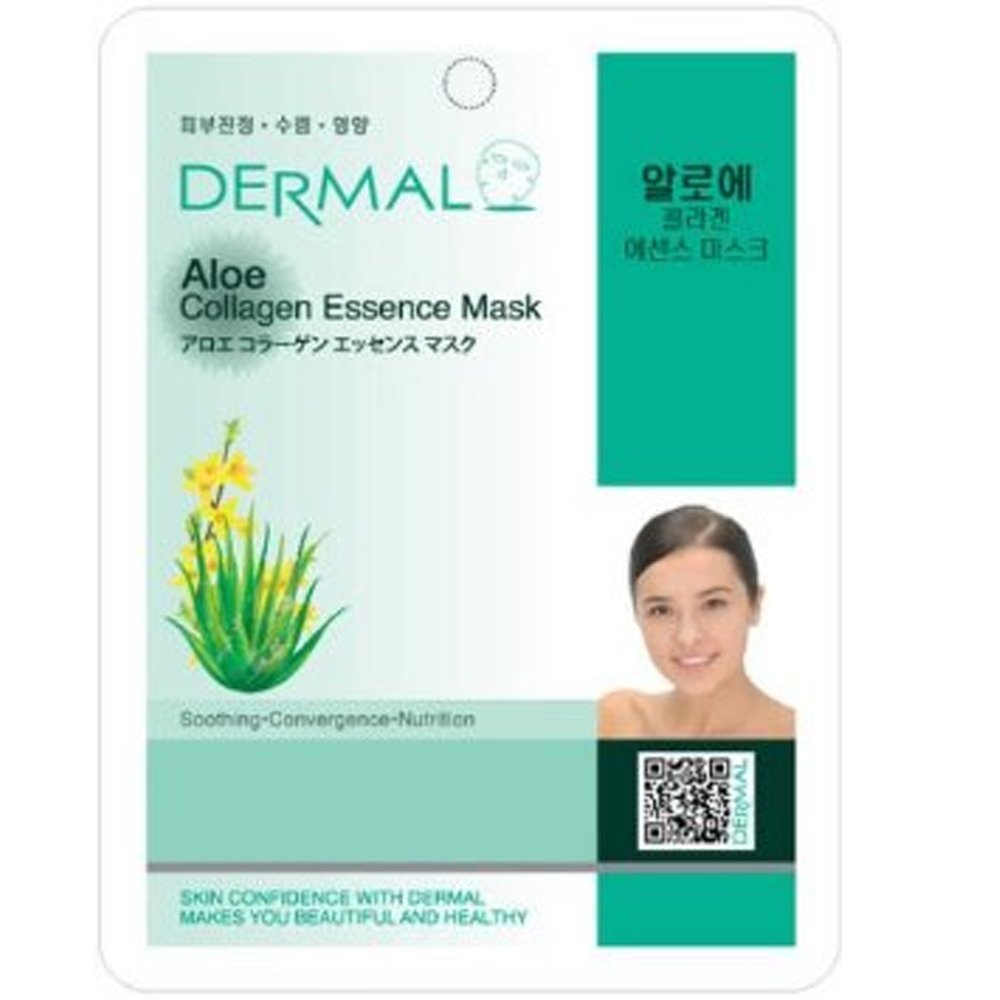 Dermal Korea Collagen Essence Facial Mask Sheet Green Tea (10 Pack) Korean