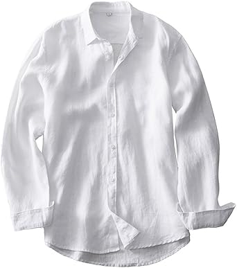 white fitted linen shirt