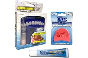 BYWABEE Complete Denture Repair Kit and Reliner Disk with Denture Cream Re-Liner reline