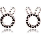 Reffeer Solid 925 Sterling Silver Easter Bunny Earrings Stud for Women Teen Girls Cute Rabbit Stud Earrings Hypoallergenic