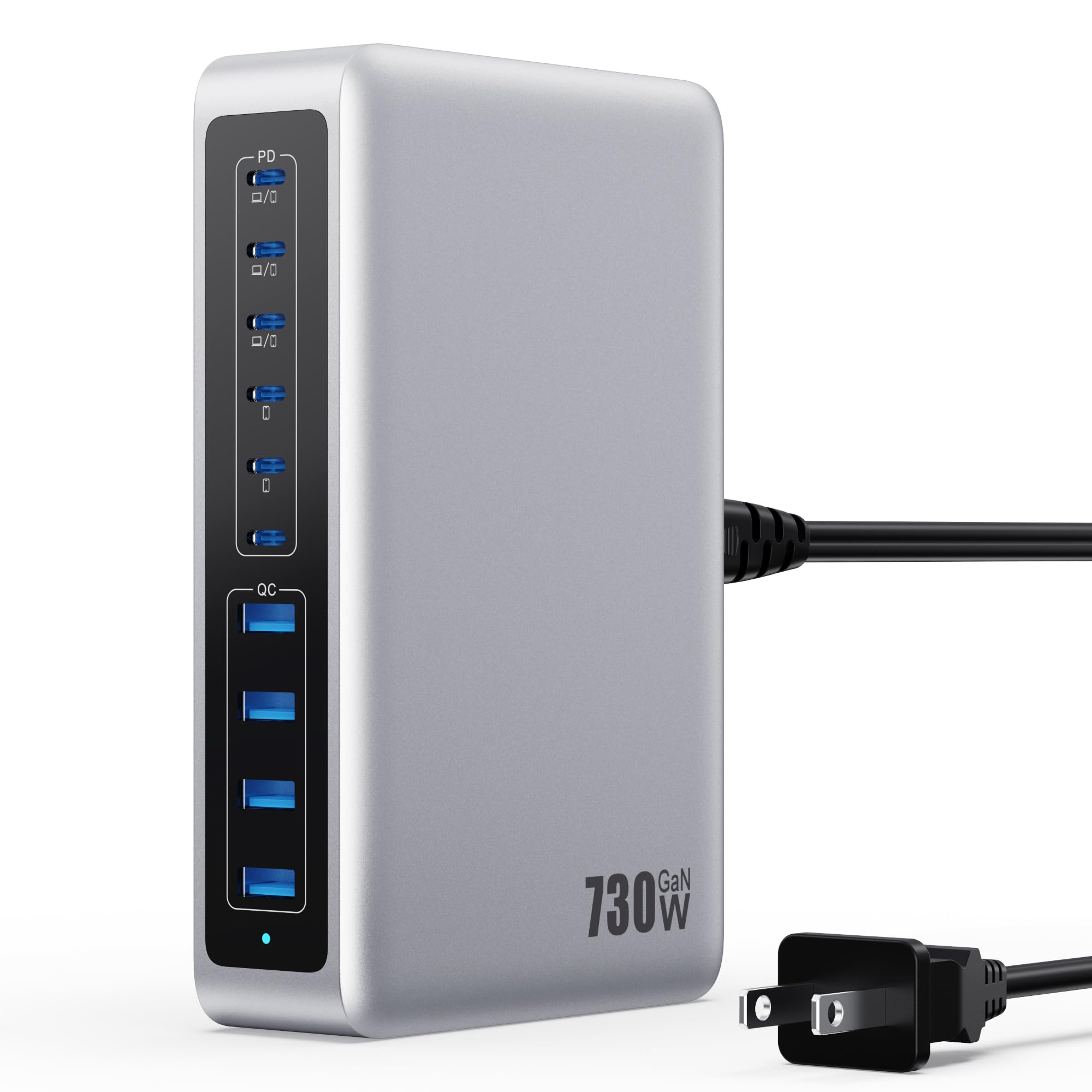 Photo 1 of 730W USB C Charger Block,GaN IV Fast Charging Station Hub 10 Ports,QC4.0+3 PD 100W USB C Laptop Charger Ports Power Adapter Compatible with MacBook Air/Pro,DELL,iPhone 16/15/14/13,iPad,Steam Deck