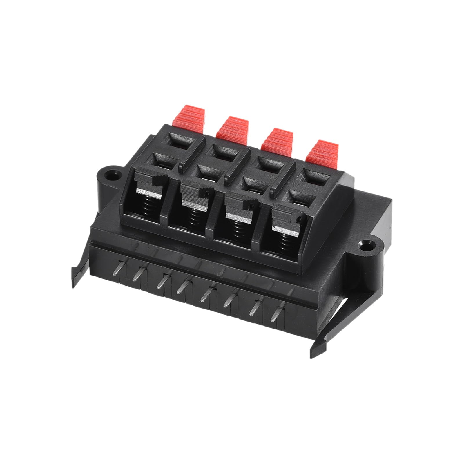 Rebower Spring Push Release Socket 8 Position Speaker Terminal Connector, [for Speaker, Audio Player] - 3.3mm Pin Distance/Red Black