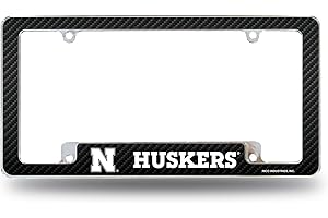 Rico Industries NCAA Carbon Fiber 12" x 6" Chrome All Over Automotive License Plate Frame for Car/Truck/SUV