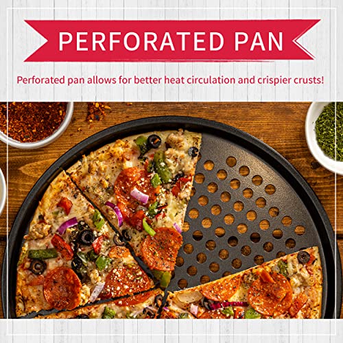Maxi Small Pizza Pan w/Holes, NonStick, Scratch Resistant, Pizza Pan Set of 2, Made with Steel
