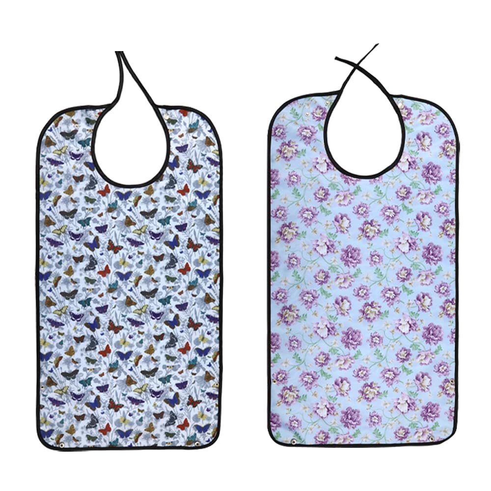 TESSLOVE Adult Bibs Washable Adjustable Waterproof Eldly Bib Adult Dining Bibs Mealtime Bib Clothing Protector for Men Women