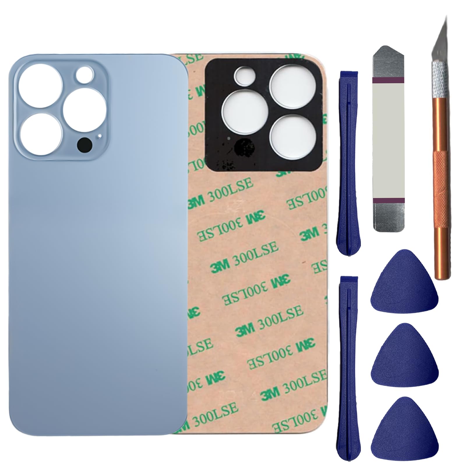 Photo 1 of Anglepingping 13 Pro Max Back Glass Replacement for iPhone 13 Pro Max Rear Back Glass with Pre-Installed Adhesive and Tools(Sierra Blue)