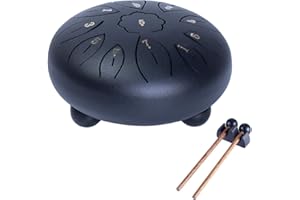 DEEKEC Steel Panda Drum Tank Drum Standard 11 Key 11 Notes 6 Inch Percussion Instrument with Drum Mallets and Carry Bag (11 notes, Matte Black)