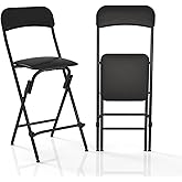VOLIX Folding Bar Stool with Back, 300lb Capacity, Collapsible Stool for Kitchen Bar, Height 25"- 2PC