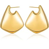 Trendy Large Chunky Fin Drop earrings 18k Gold/Silver dangle hoops Statement Earrings for Women Lightweight Fin Hoop irregular Prom Earrings Girls Gift for Christmas Birthday