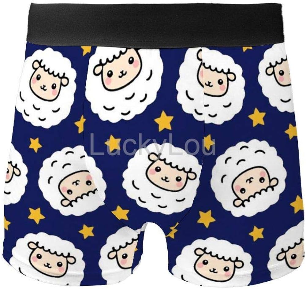 Cute Stars Lamb Sheep Animals Fashion Breathable Men's Underwear Boxer